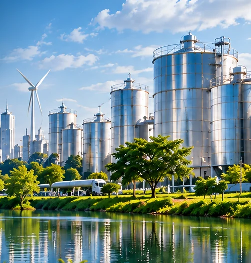 A clean-energy facility, wind turbine and greenery — sustainable procurement